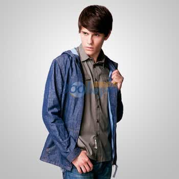NOP 男装 冬季新品拉链带帽牛仔夹克 002000012047 蓝色 XXL