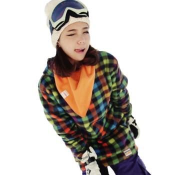 时尚起义 冬装韩国进口亮丽格纹滑雪衫 女564064滑雪季 绿色系 XL