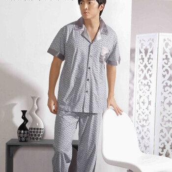 【领券满200减60】轩靓 男士夏款 短袖纯棉套装 家居服 1232 浅灰色 XXL