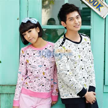Gainreel歌瑞尔 家居服春夏新歌瑞尔幸运星纯棉可爱简约女士长袖套装 浅粉红 XL