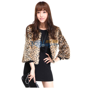 Rosas Mode冬季金色豹纹圆领复古毛毛大衣女外套R1812404黑点豹纹M