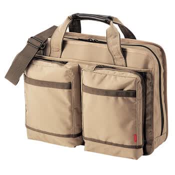 日本SANWA SUPPLY BAG-POCKET20C-C 电脑包20个收纳口袋多功能收纳达人商务包 14.1/15.4寸 茶色