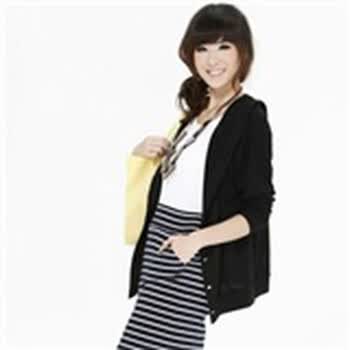 TT.COLOR 新款 女装 秋装 时尚百搭蝙蝠袖开衫 针织衫外套 J12 黑色 L