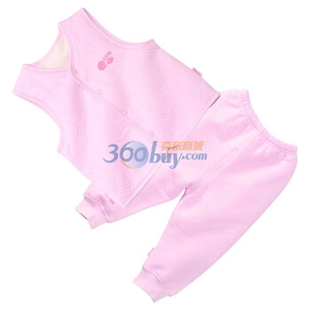 贝贝怡（bornbay） BB113-107 宝宝服 马甲两用裆裤保暖套装 淡粉 86码