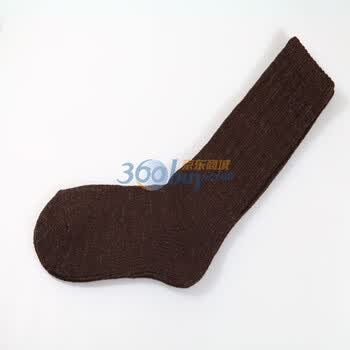 蕾娜丝LENUS 纯色竖纹中长款保暖棉袜B71318 咖啡色 均码