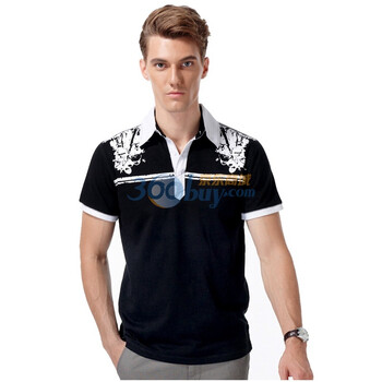 普派PUPAI男士修身休闲短袖POLO 舒适后肩透气衬布POLO衫MP37C1 黑色 XXL