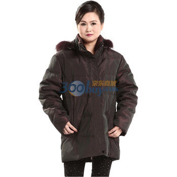 2011新款 康博羽绒服 女中老年毛帽短款面包 KB1130 酒红色 185/104A(XXXL)