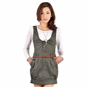 百普拉姿BIOPLAZM2012新春新款吊带裙可爱淑女范 潮人必备 军绿 XL