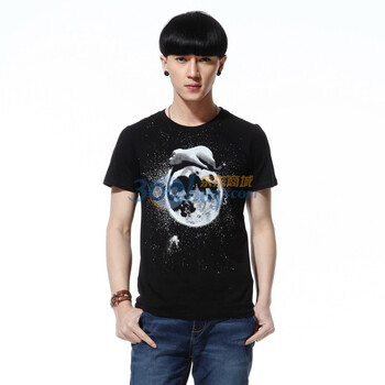 唐狮Tonlion男印花圆领T恤衫 111211022052 黑色 XXL