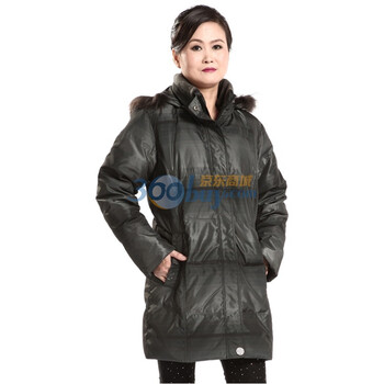 2011新款 康博羽绒服 女中老年毛帽中款面包 KB1132 灰色 185/104A(XXXL)