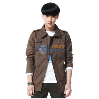 唐狮Tonlion男贴条风衣110311054106 巧克力 XL