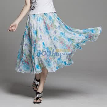 百依秀子 清凉浪漫之夏印花两穿大摆裙2012-B196 蓝印花 均码