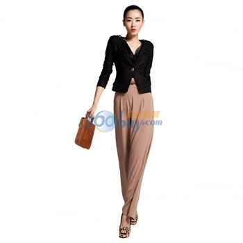 IAIZO高端 欧美风品质西装 女士黑色单扣西服 11J30023 黑色 XL
