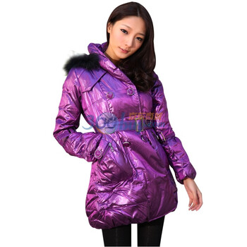 薇薇花开 炫丽魅族 倾心魅力马海毛领羽绒服WT03091010B1013 紫色 L