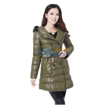 韩宿 冬装新款韩版连帽修身棉大衣双排扣仿羽绒棉服16-1103 军绿色 XL