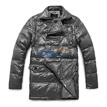 Justyle秋冬立领双排扣中长款男士羽绒服男款外套45113081灰色XXL