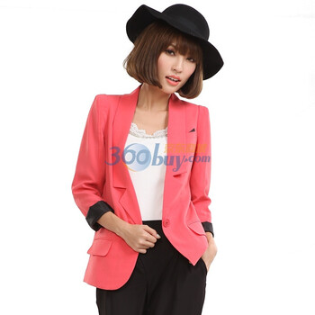 茵佳妮外套女装新品女装性感修身垫肩小西装5113-1400008 红色 L