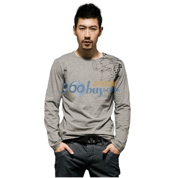 圣迪奥sdeerhe男装春 百搭随性印染T恤 灰2170286 灰色 XXL