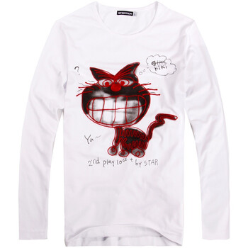 SPORTICA 斯波帝卡2011秋季新品 童年记忆大嘴猫男士长袖T恤男11112511 白色 XXL