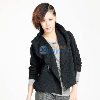 伊思君凯ESBACK 女装带帽毛衣外套斗篷1500130MCW690 深灰色 M