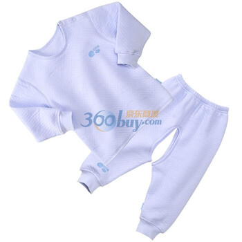 贝贝怡（bornbay）BB106-202 宝宝服 开扣上衣开档裤 婴儿童装内衣套装 淡蓝 90码