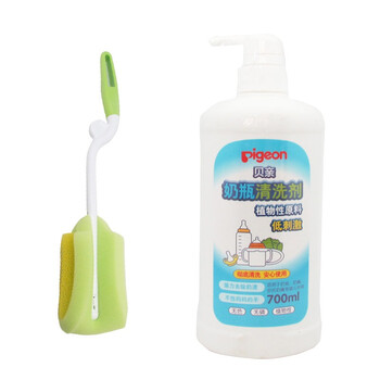 贝亲奶瓶/果蔬清洁剂700ml+贝亲海绵奶瓶刷 MA02+04032