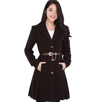 韩都衣舍 韩国大衣【春季新品】新年春装女纯色毛呢大衣外套ND1016L06 咖啡色 M