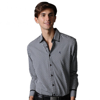 POLO VILLAE保罗威特时尚休闲男士黑白条长衬 PFEAMADCF870 54/XXL