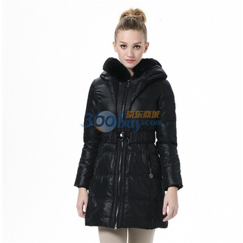 波司登 2011新款 羽绒服 女 腰带修身兔毛领子中长款 BR2326 黑色 185/104A(XXXL)