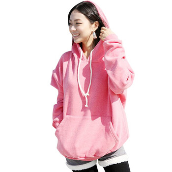 韩都衣舍 韩国卫衣【春季新品】新年春装女韩版纯色连帽卫衣MY0055 粉色 均码