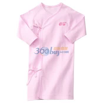 贝贝怡 四季素色贝壳 婴儿纯棉绑带长袍上衣 宝宝睡袍BB309 淡粉 66码