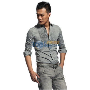 圣迪奥 sdeerhe 男装春装俊朗灰商务休闲衬衫2170557 灰色 XL