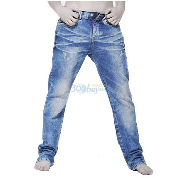 积普JIPU 经典个性磨白细节中低腰小直筒牛仔裤 9103061708052 蓝色 XXL