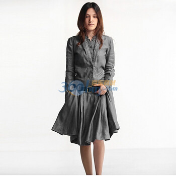 艾米 AMII 欧美风衬衫连衣裙C1NQ1120402 灰色 M
