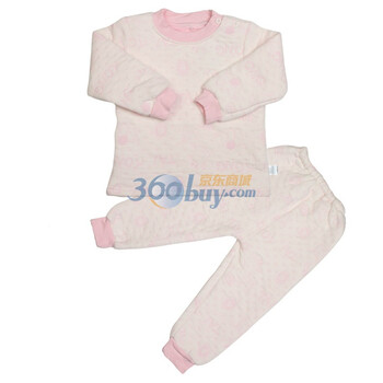 童泰 圆领肩扣宝宝保暖套装秋冬婴儿加厚内衣服超柔 F1583 粉色 100码