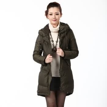 2011新款 冰洁羽绒服 女式休闲中长款 BG11140 青色 185/104A(XXXL)