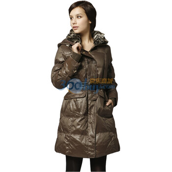 皮尔卡丹PierreCardin时尚长款女式休闲羽绒服 褐色 XL