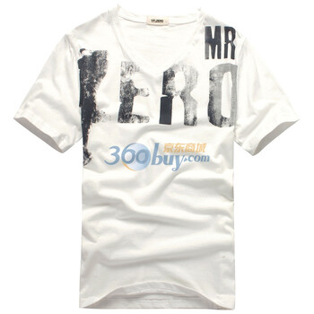 零号男 仿旧字母Zero街头短Tee BFB0326 白色01 XXL
