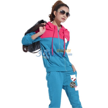 露西法兰 女装夏装新品休闲运动套装卫衣套装 XNR-1220 湖蓝 均码