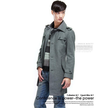 汤尼俊士(Tonyjeans) 羊毛翻领修身大衣 1210402060-97 灰色1 XL