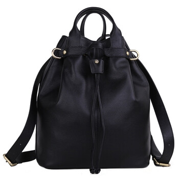 喆代仁LE DECADE Wooster Leather Backpack 简约百搭摔纹双肩包手提包牛皮包 220107-01 黑色
