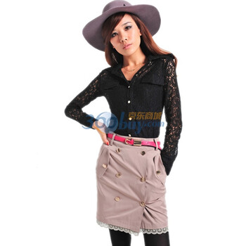 百分之一 配内搭吊带透明蕾丝衫（A11010） 黑色BK XL