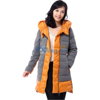 新品 雅鹿 时尚个性女中长款羽绒服 ^@^YM10630 奇迹黄 XXXL