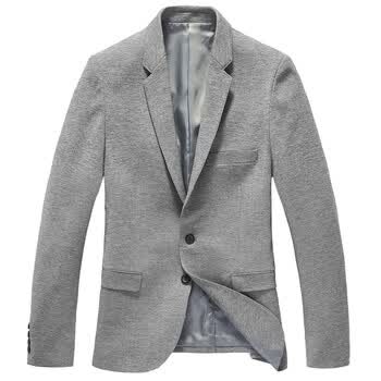 薪格仕品 外套 时尚春装品质针织面料修身西服 JDMS007 灰色 S