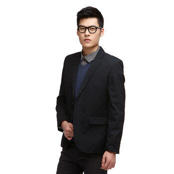 Jack Jones/杰克琼斯 外套 纯棉两粒扣单开叉西服B(黑)|211172003010 195/112A/XXXL