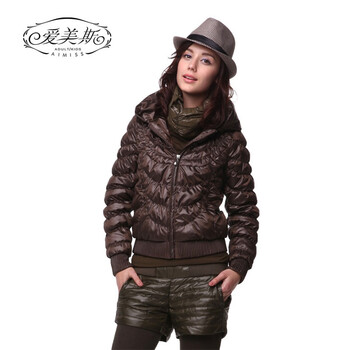 爱美斯正品清仓堆堆领新女短款简洁修身纯色羽绒服A115132 白色 (XXL)175/96A