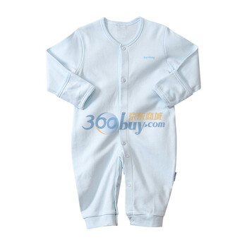 贝贝怡 BA018 宝宝服饰 婴儿纯棉内衣 前开扣连体衣 淡蓝 90码