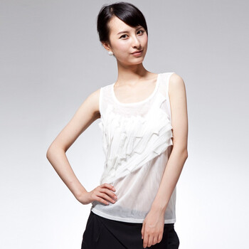 Entralady/音曲2012夏季新款背心T恤 女装背心T恤 YYXS059 白色 M