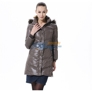 【世界名牌-波司登】2011新款 羽绒服 女 亮面斜纹大毛领防风长款 BR2348 灰色 185/104A(XXXL)