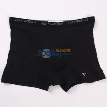 七匹狼SEPTWOLVES内裤 男士透气窄腰纯棉合体平角内裤 黑色 XXXL